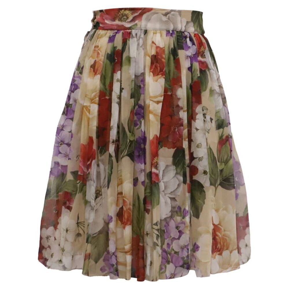 Dolce & Gabbana Floral-Print Midi Skirt in Multicolor Silk